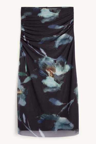 Donna - Gonna in rete - a fiori - blu scuro