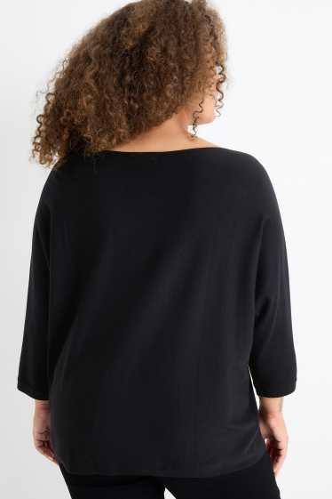 Femei - Pulover din tricot fin - negru