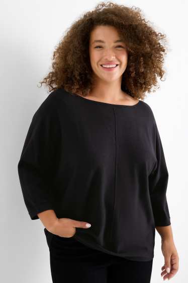 Femei - Pulover din tricot fin - negru