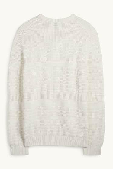 Pánské - Svetr - strukturovaný - krémově bílá