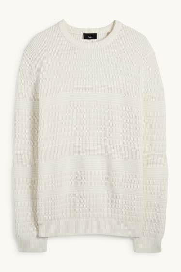Pánské - Svetr - strukturovaný - krémově bílá