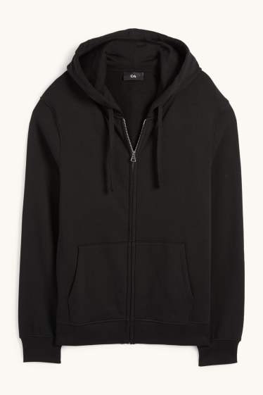 Uomo - Felpa con zip e cappuccio - nero