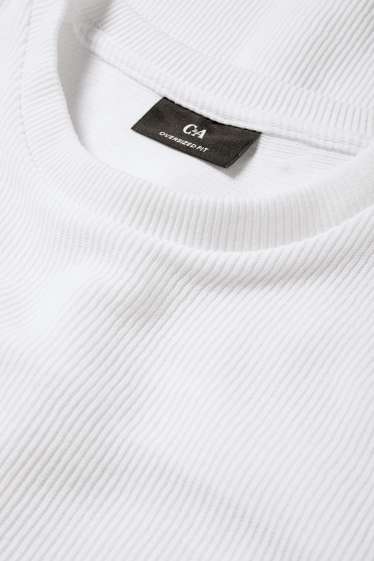 Hommes - T-shirt - oversize - côtelé - blanc