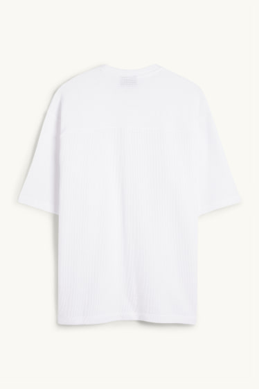 Hommes - T-shirt - oversize - côtelé - blanc