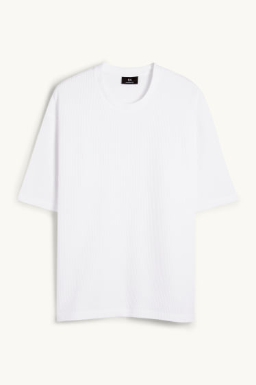 Hommes - T-shirt - oversize - côtelé - blanc