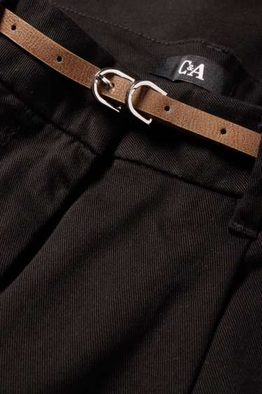 Dona - Pantalons de tela amb cinturó - high waist - barrel leg - negre