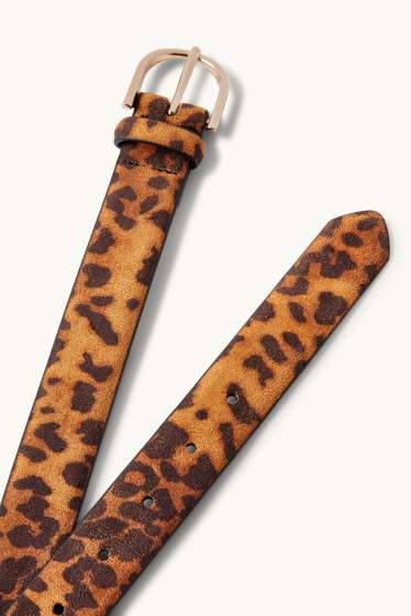 Femei - Curea - imitație de piele întoarsă - imprimeu de leopard - maro / bej