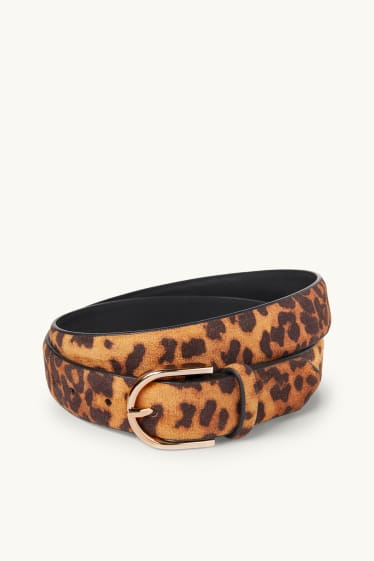 Femei - Curea - imitație de piele întoarsă - imprimeu de leopard - maro / bej