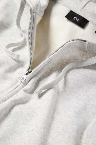 Bărbați - Hanorac cu fermoar și glugă - gri deschis melanj