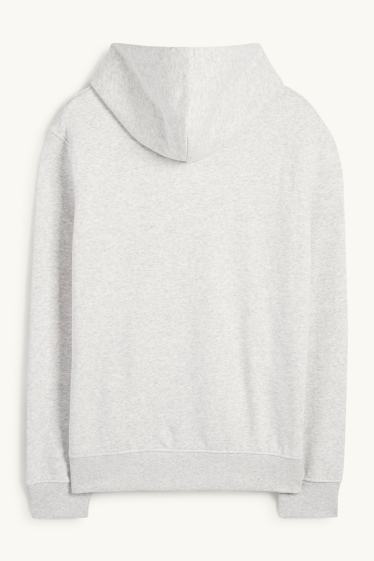 Bărbați - Hanorac cu fermoar și glugă - gri deschis melanj