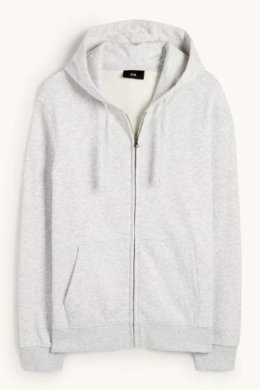 Bărbați - Hanorac cu fermoar și glugă - gri deschis melanj