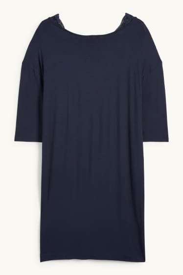 Dames - Nachthemd van viscose - donkerblauw