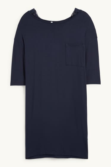 Dames - Nachthemd van viscose - donkerblauw