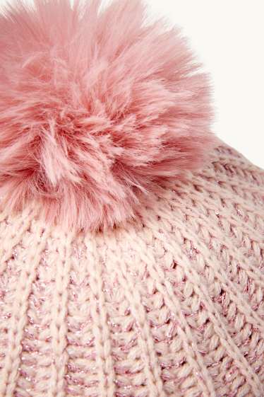 Baby Mädchen - Baby-Strick-Hut - gerippt - rosa