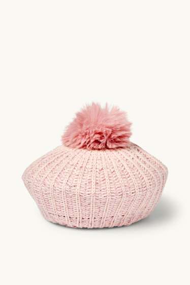 Baby Mädchen - Baby-Strick-Hut - gerippt - rosa