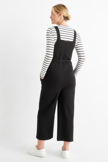 Dona - Conjunt - samarreta de mànigues llargues i pantalons de peto de maternitat - 2 peces - negre