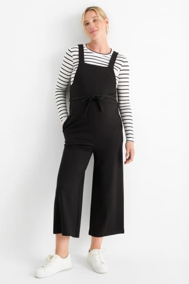 Dona - Conjunt - samarreta de mànigues llargues i pantalons de peto de maternitat - 2 peces - negre