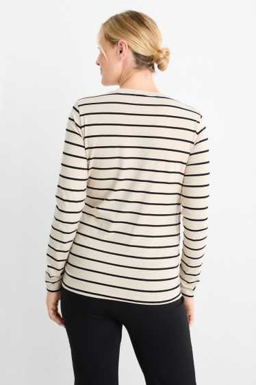 Women - Maternity long sleeve top - striped - light beige