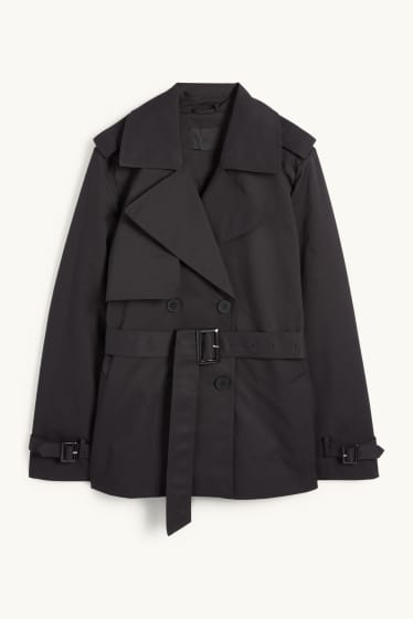 Dámské - Krátký trenčkot - černá