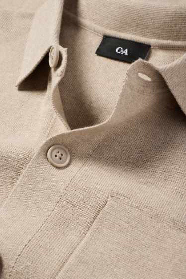 Bărbați - Cămașă tricotată - regular fit - guler Kent - bej deschis