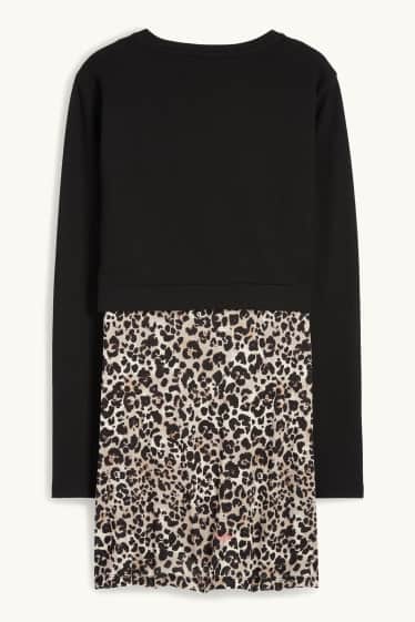 Dames - Voedingssweatshirt - 2-in-1-look - luipaardprint - zwart / beige