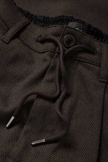 Men - Chinos - tapered fit - textured - dark brown