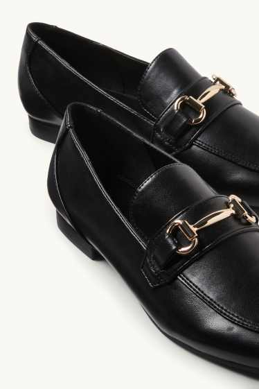 Dámské - Mokasíny - imitace kůže - černá