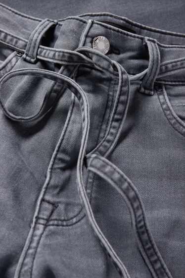 Women - Wide leg jeans - mid-rise waist - denim-gray