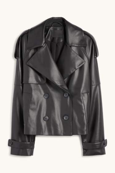 Femmes - Trench court - matière synthétique - noir