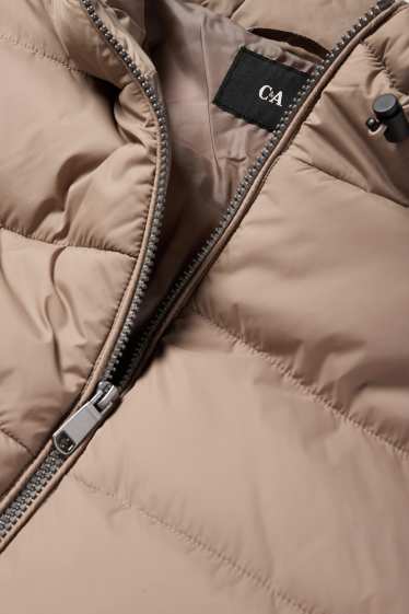 Men - Quilted jacket with hood - light beige