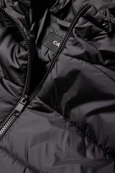 Bărbați - Geacă matlasată cu glugă - negru