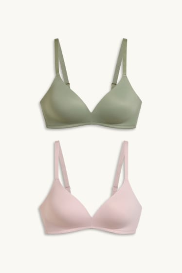 Damen - Multipack 2er - BH ohne Bügel - wattiert - mintgrün
