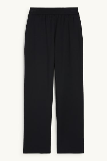 Women - Jersey trousers - mid-rise waist - straight fit - black