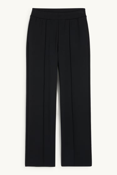 Women - Jersey trousers - mid-rise waist - straight fit - black