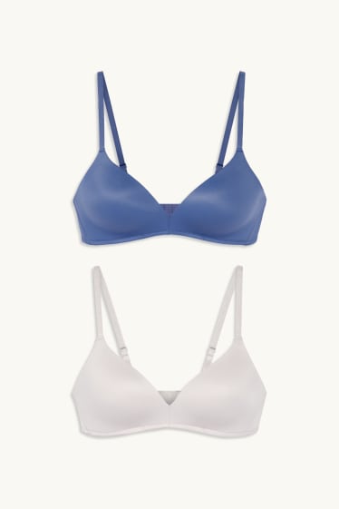 Femmes - Lot de 2 - soutiens-gorge sans armatures - ampliformes - bleu