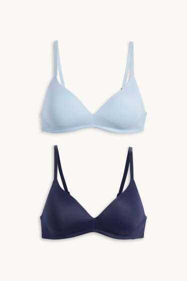 Dames - Set van 2 - BH zonder beugels - voorgevormd - blauw
