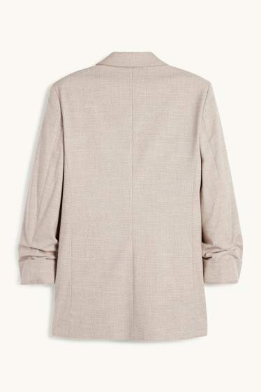 Femmes - Blazer long - regular fit - finition texturée - beige