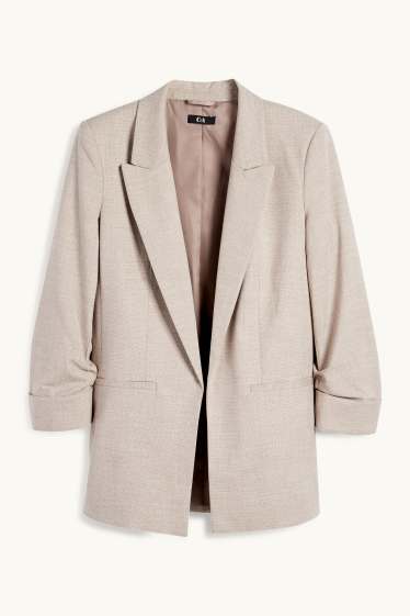Femmes - Blazer long - regular fit - finition texturée - beige