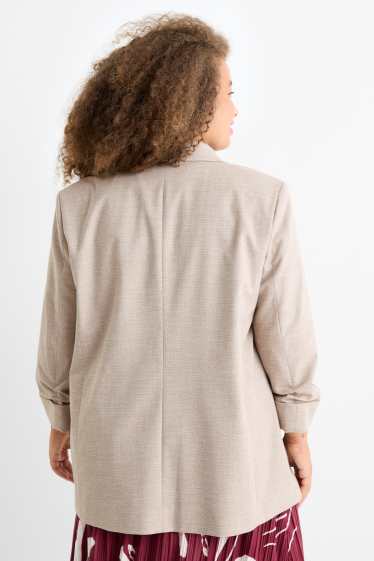 Femmes - Blazer long - regular fit - finition texturée - beige