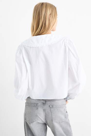 Women - V-neck blouse - white