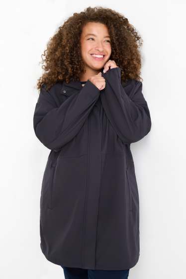 Femmes - Veste à coquille souple à capuche - déperlante - 4 Way Stretch - bleu foncé