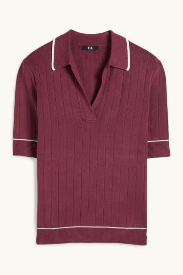 Dona - Jersei de punt de mitja - màniga curta - acanalat - lila