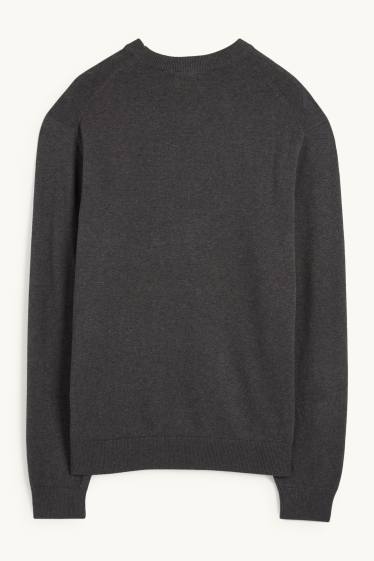 Men - Fine knit jumper - anthracite