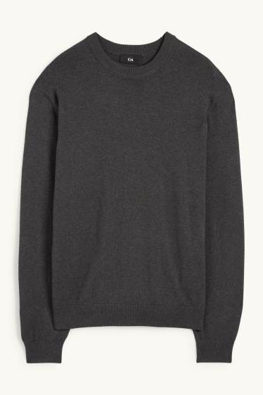 Men - Fine knit jumper - anthracite