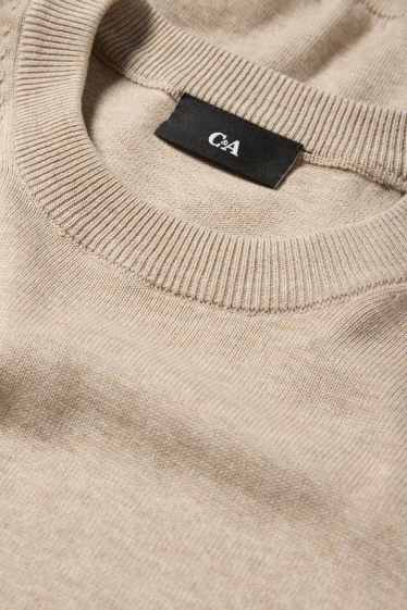 Pánské - Svetr z jemného úpletu - světle béžová