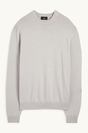 Men - Fine knit jumper - light gray