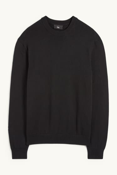 Hommes - Pull en maille fine - noir
