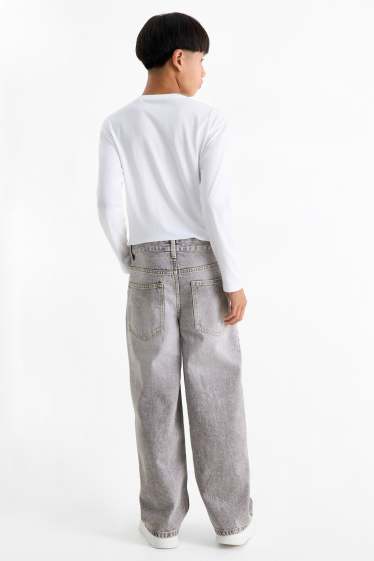 Enfants garçons - Jean baggy - ourlet ultralarge - jean gris clair