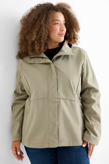 Donna - Giacca soft shell con cappuccio - idrorepellente - 4 Way Stretch - verde chiaro