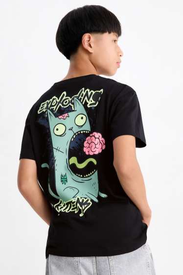 Kinderen: jongens - Exploding Kittens - T-shirt - zwart